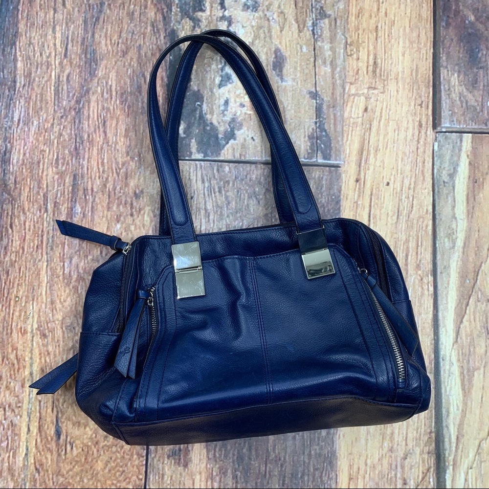 Blue Leather B Makowsky Satchel Purse